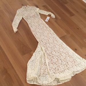 Jovani 63209 off white nude lace bridal dress